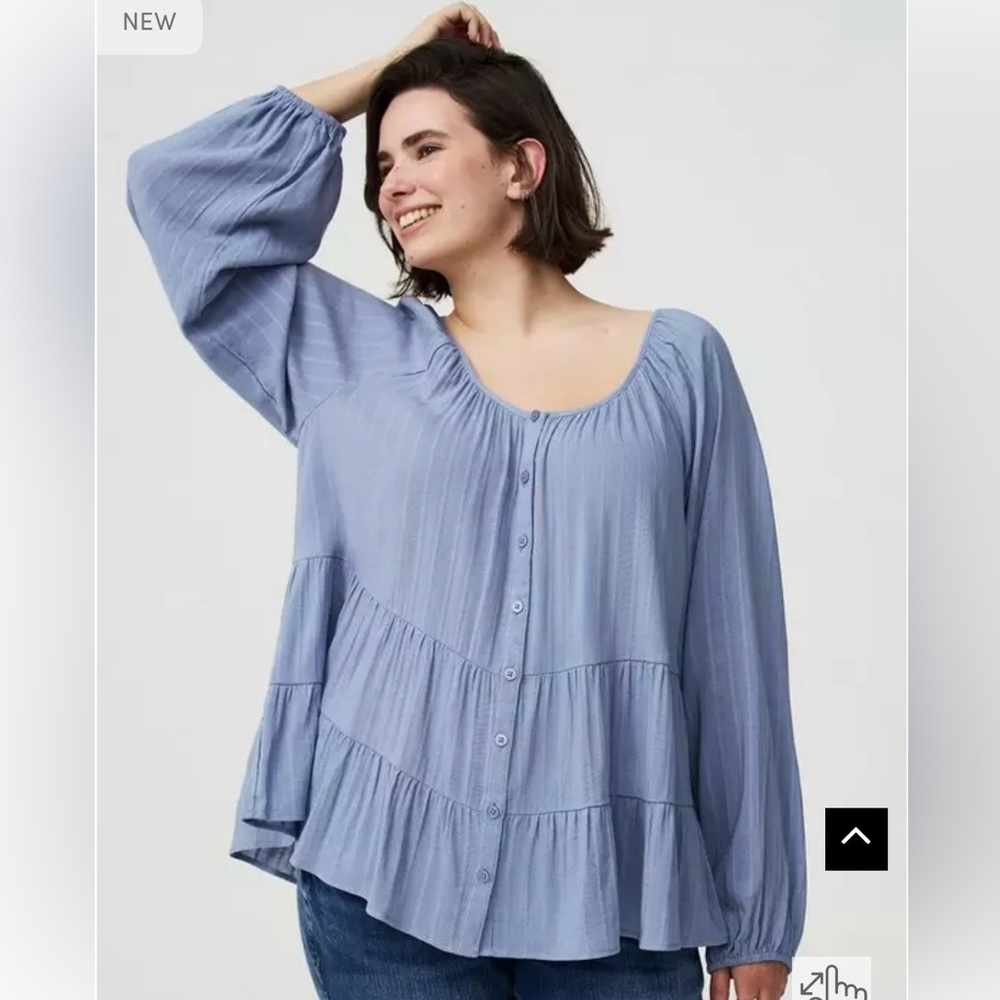 Torrid Tiered Button Babydoll Top - Picture 6 of 10